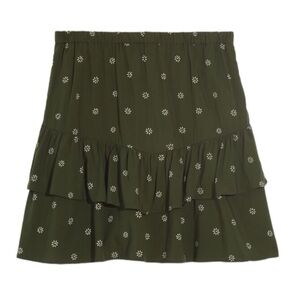 Madewell Pull Green Tired Mini Ruffles Lightweight Skirt
